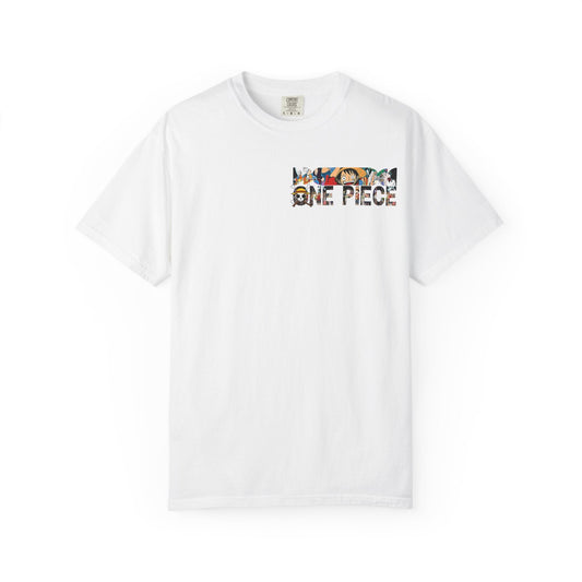 CanvasPrismatique white One Piece Zoro graphic t-shirt with a small chest logo featuring anime character art